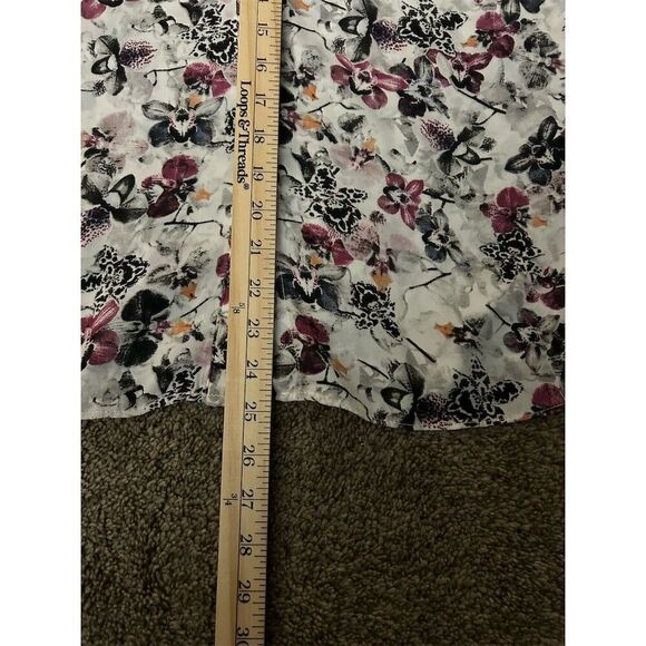 Premiere Studios Women's Floral Blouse Size L Multicolor Short Sleeve Casual Top - Picture 5 of 6
